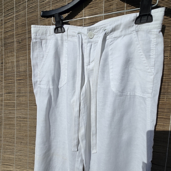 Juicy Couture Linen Adjustable Length Drawstring Wide Leg Trouser Pants Sz Small - Picture 3 of 10